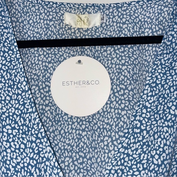 NWT L-XL Blue White Esther&Co Wrap Dress - Picture 4 of 8